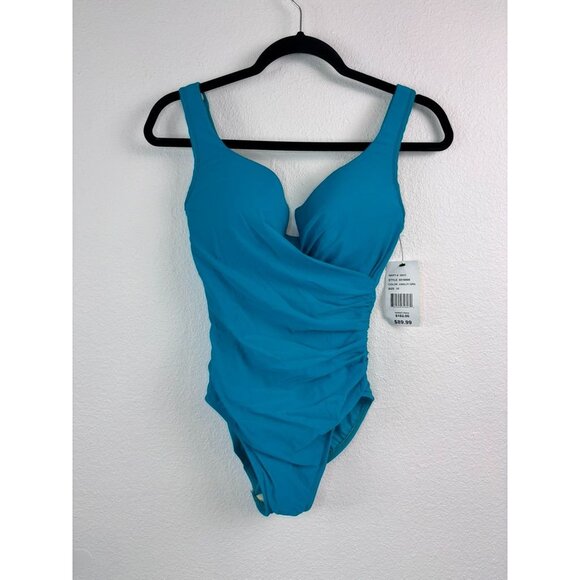 MiracleSuit women's 10 amalfi green criss cross escape one piece swimsuit - Picture 1 of 6